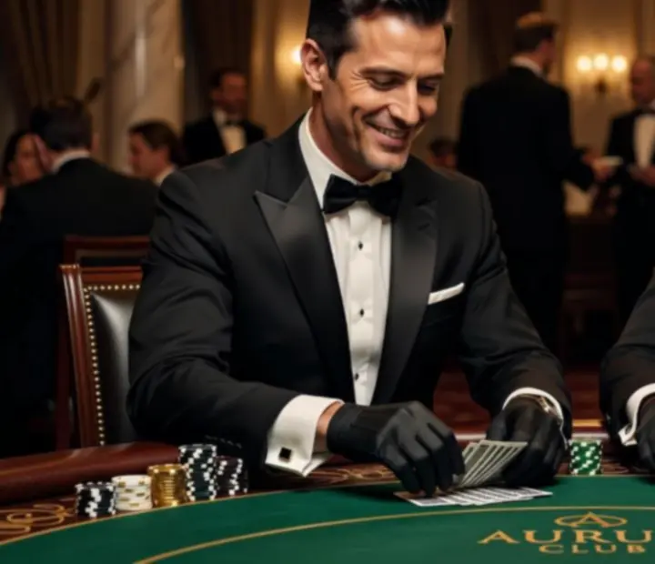 Profesjonalni krupierzy prowadzący elegancki wieczór pokerowy